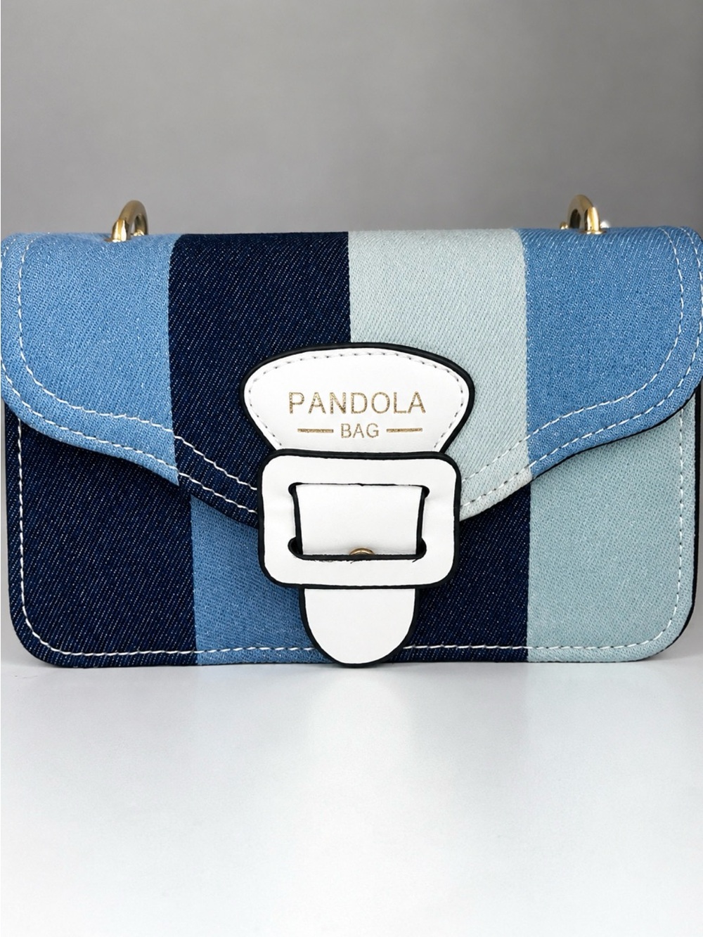 SHEIN Blue Stripe Mini Crossbody Bag with Buckle Detail